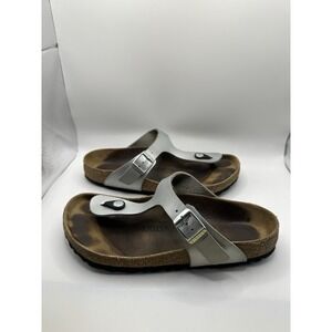 Birkenstock Gizeh Women's‎ Size 38 Metallic Gray Birko Summer Sandals 7-7.5 US